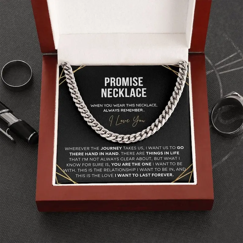 Promise Necklace for Him, Sentimental Gifts for Boyfriend, BF Gift for Birthday, Gift Ideas for Boyfriend, Cuban Link Chain