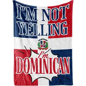 Dominican Proud Flag Gifts Flannel Throw Blanket, I'm Not Yelling I'm Dominican, 50" x 65"