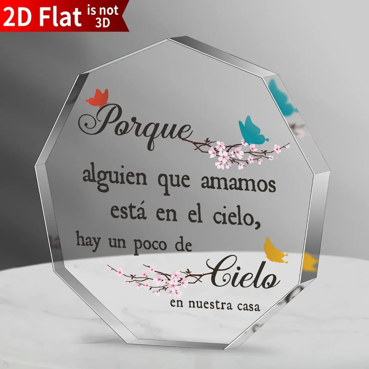 Acrylic Mourning Plaque Signs, Spanish Style Traditional Transparent Tabletop Decoration, Religious Commemorative Item, Funeral & Wedding Decor, Home Decor Plaque