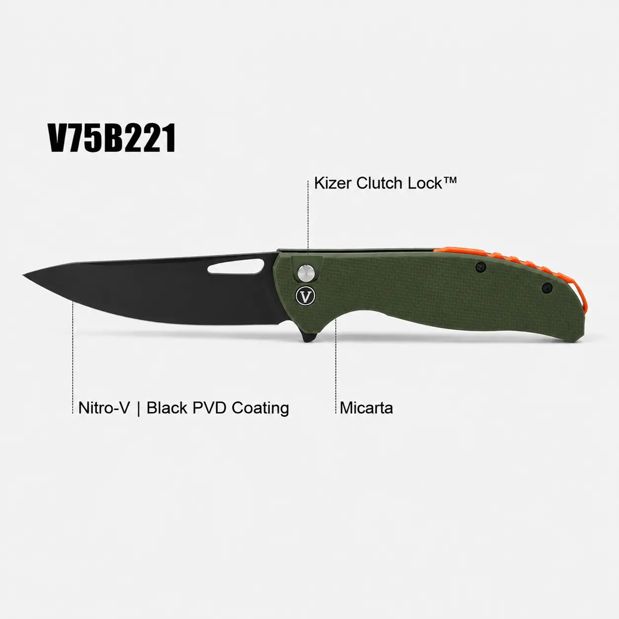 Madrac-X1 Premium EDC Folding Knife Designed by Maxime Belzunce, Nitro-V Stainless Steel Blade with Black PVD Coating, Micarta Handle, Button Clutch Lock, Thumb Hole Opening, Compact Everyday Carry Pocket Knife for Camping, Hiking, Outdoor & Daily Use