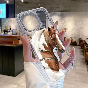 Magnetic Case for iPhone 17 16 E Pro Max 15 Plus 14 13 12 11 Air Majestic Horse Grace Printed Acrylic Hard Back Soft Silicone Edge Water-resistant Smartphone Cover for Male
