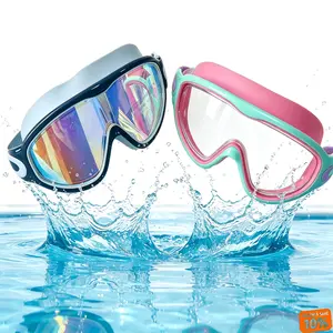 Kids Swim Goggles 2 Pack, HD Anti-Fog Large Frame Swim Goggles, Adjustable Buckle Strap Boys Girls Ages 3-14, Summer Pool Beach Swim Glasses Set, Free Earplugs Nose Clip & Goggle Case, Leakproof Comfort Fit for Swimming Lessons & Outdoor Water Sports