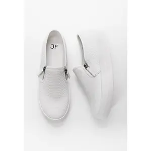JUST FAB Women's Croc-Embossed Slip-On Sneakers - Women's Shoes with PU Upper, Rubber Sole, Side Zipper, Platform Design for Everyday & Streetwear