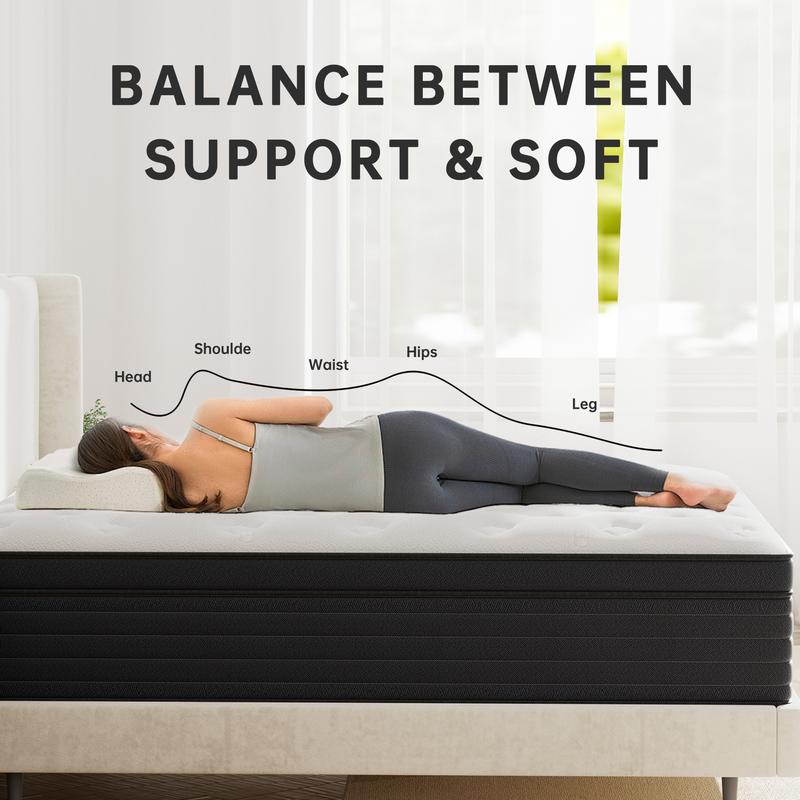 8 inch Medium Firm Hybrid Mattress Memory Foam and PocketSpring Twin Full Queen King Size Mattress In a Box