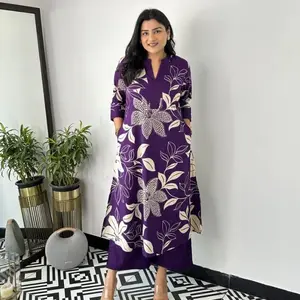 Reyn Cotton size 36 Printed 2pcs Co-ord Set with Long Kurta & Palazzo Top & Bottom, Premium Quality Fabric, Summer Wear - Clothes, Pants, Suits, Kurti, Womenswear