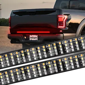 Nilight Truck Tailgate Light Strip 48 Inch Quad Row 528 LED Strip with Red Running Brake Lights White Reverse Lamp Amber Turn Signals Lights fathersdaygift