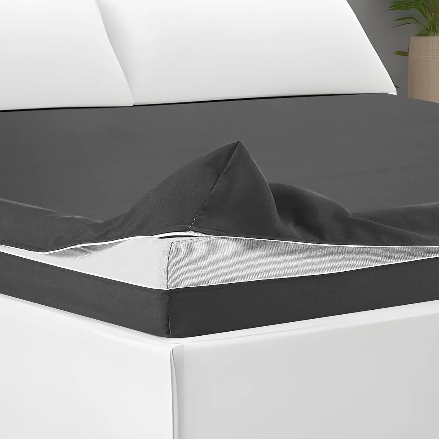 Classic 1-Piece Bug-Proof Zippered Microfiber Mattress Encasement, Soft Fitted Protector for Twin Size Beds (6-8in Deep, Dark Gray), One Piece