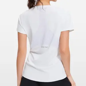 Summer Round Neck Sports Short Sleeve Women Spell Mesh Breathable Quick Dry Clothes Outdoor Loose Casual Fitness T-shirt