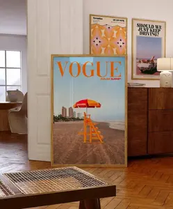 Vogue Magazine Poster, 70s Print, Orange Wall Art, Beach Poster, Summer House Poster, Psychedelic Art, Retro Print, Trippy Art, Preppy Print