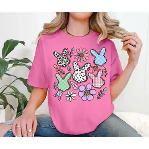 Retro Bunny Shirt Women Unisex Graphic Tee , Full Color Full Size