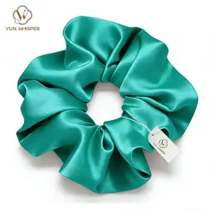 1 Pack Luxury Satin Hair Scrunchie for Women,No Crease No Damage Hair Tie,Soft Shiny Green Scrunchie for Daily Wear, Sleep, Workouts & Lounging