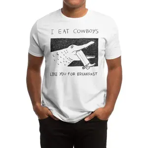 Dark Humor I Eat  Graphic Tee - Crocodile & Cowboy Western Print Apparel | Ideal for Casual Hangouts & Funny Vibe Wear