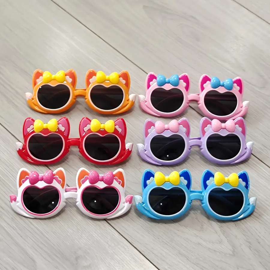 Cartoon Fox Kids Glasses Candy Color Bow Christmas Gift for 3-10 Years Old Eyewear