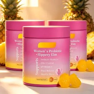 Her Juicy Slippery Elm Women Hawaiian Pineapple Probiotic Gummies with XOS Prebiotic Women’s Private Health Slippery Elm Probiotic Gummies, 60 Count Pineapple Flavor, Support Healthy Intimate Microbiome & Moisture