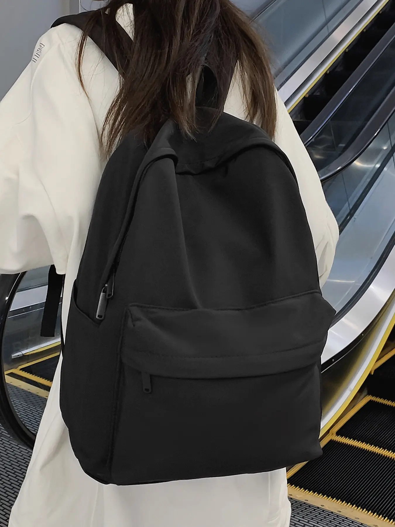 Fashionable solid color simple and versatile large capacity high school student computer backpack, junior high school student backpack, Lightweight school bag, multi-color basic style, simple design, a good partner for students' daily travel