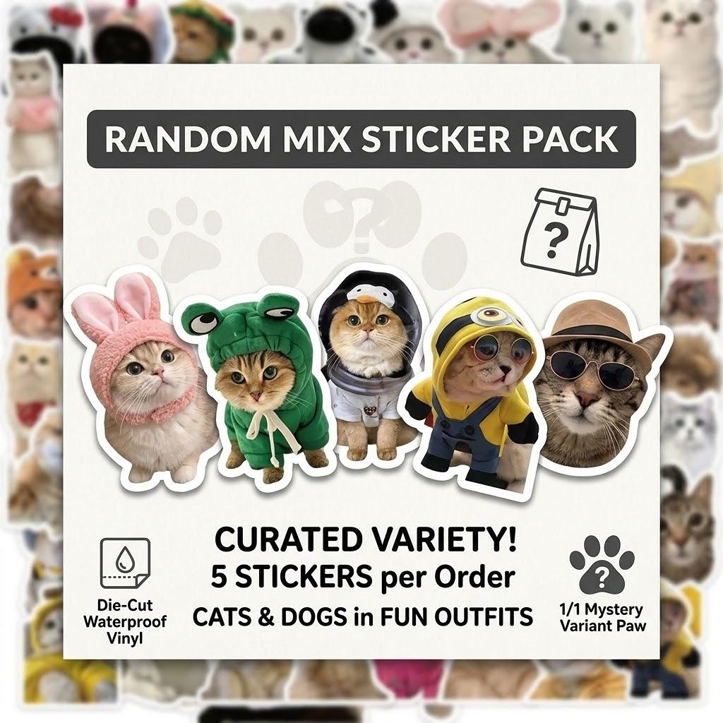 Random Sticker Pack 5pcs Surprise Stickers Set Cute Aesthetic Vinyl Stickers for Phone Laptop Water Bottle DIY Gift