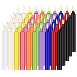 100 pcs Unscented Assorted Colors Mini Taper Candle| 4" Tall x 1/2" Diameter| Great for Casting Chimes, Rituals, Spells, Wax Play & More