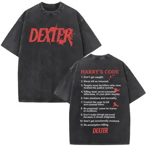 Dexter Morgan Harry's Code Vintage Washed T-shirts Men's Women Clothing Casual T Shirts Fashion Gothic Cotton T-shirt