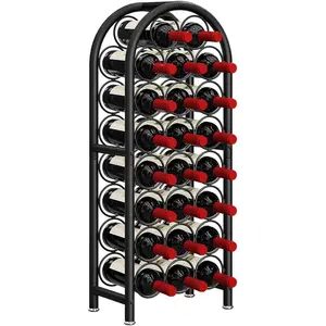 23 Bottle Freestanding Floor Metal Wine Rack Holder Stand, Large Capacity Wine Storage Organizer for Home Bar Kitchen, Black