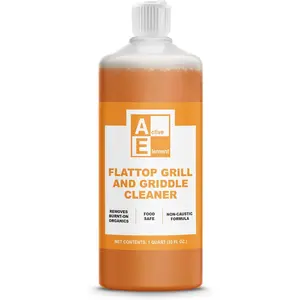 Flat Top Grill Cleaner - Griddle Cleaner - 32 floz bottle - Removes Burnt On Organics - Food Safe Ingredients - Non-Caustic Formula