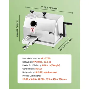 VEVOR Commercial Sugar Cane Juicer, 110LBS/H High Output Sugarcane Juicer Machine with 3 Stainless Steel Rollers, 2.4 Large Inlet, Manual Sugar Cane Press Juice Extractor Squeezer for Home/Commercial