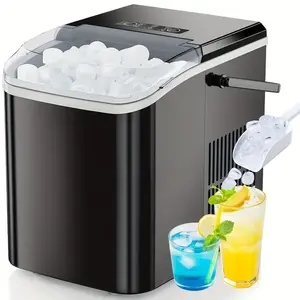 26lbs in 24Hrs Countertop Ice Maker Machine with Handle, Auto-Cleaning, 9 Ice Cubes Ready in 6 Mins, Portable for Home/Kitchen/Camping