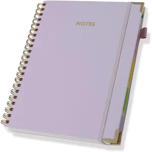 Hardcover Spiral Five Subject Notebook with Removable Dividers Multi Subject Notebooks, 8.5"x11" Large Leather Journal, 150 Sheets, 300 Pages for Organization