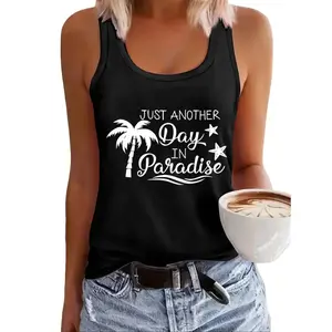 Women'S Tropical Print Casual Vest - "Another Day in Paradise" Design, Lightweight And Quick Drying, Perfect for Spring And Summer Outdoor Activities, Sleeveless Shirt, Summer Vest