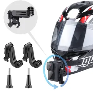 Universal Sports Camera Helmet Cam J-Type Clip Mount, 360 Degree Rotating Base, Adjustable Horizontal Vertical Stand, for Gopro 13/12/11, Camera Accessories