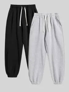 Men's Solid Drawstring Waist Thermal Lined Sweatpants, Casual Comfy Regular Fit Jogger Pants for Fall & Winter, Men's Trousers for Daily Wear, Pants for Men, Work Pants Men, Baggy Trousers, Men's Bottoms, Workout Joggers, Casual Sports Trousers