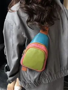 Retro Color Block PU Leather Chest Bag Crossbody Shoulder Bag for Women Daily Commute Casual Outfit Must Have Crossbody Fanny Pack