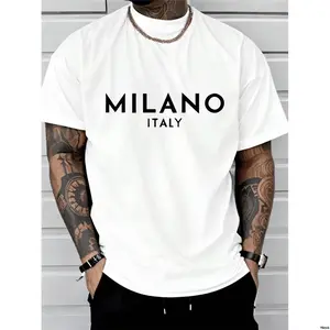 Shirt - 220PureCottonT ( ) Men sSummerRoundNeckShortSleevedCasualPureCottonT - ShirtPrintMILANOITALY