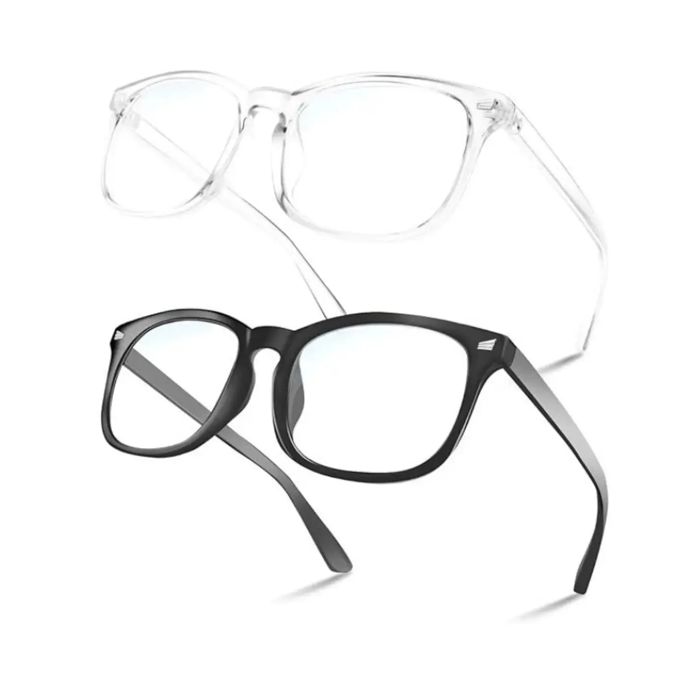 2pcs Non‑Prescription Blue Light Blocking Glasses, Lightweight Flexible Plastic Frame Eyewear With Polycarbonate Lens, Anti‑Glare Computer Glasses For Office Work And Daily Digital Device Use