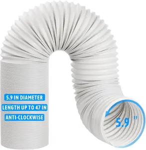 Portable Air Conditioner Hose 5.9'' Diameter AC Vent Hose with Anti-clockwise Thread Replacement AC Exhaust Hose Extension Length up to 47''Gift.
