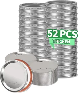 52 count Mason Jar  with Rings Regular Mouth, Upgrade Canning  with Rings/Bands for Ball, Kerr Jars and More, Split-Type with Leak Proof & Airtight,  Grade Material for Mason Jars