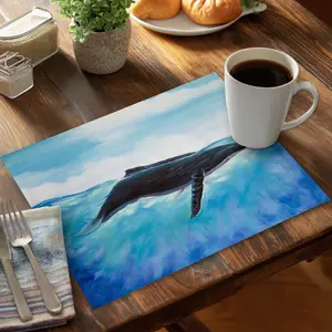 Begin Home Decor CPPM1418FYVEQI 14 x 18 in. Blue Whale Marine Blue Placemat - Aquatic Decor Polyester