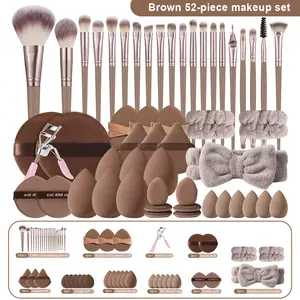 Makeup Brush Set with Beauty Sponge Powder Puff Tools, Ideal for Daily Face Makeup, Liquid Cream Powder Application, Mixing and Facial Brushes, Makeup Brushes Kits