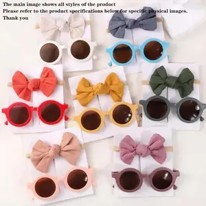 Children Summer Cute Flower Outdoor Party Decoration Mirror Set, Baby Girl Classic Sunglasses, Plastic Material, No Ca Prop 65 Warning, Baby Big Head Bow