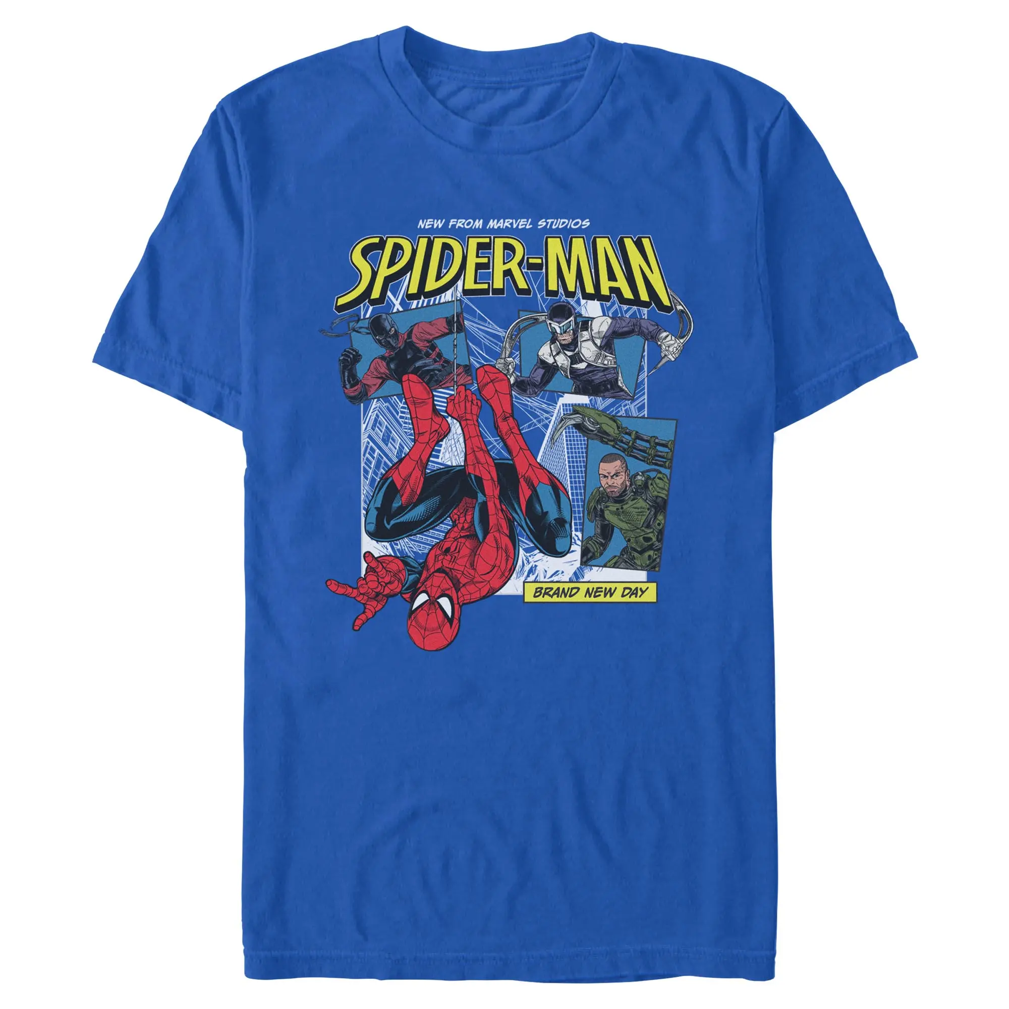 Men's Marvel Spider-Man "Brand New Day Guardian of New York & Villains" Cotton Graphic Short-Sleeve T-Shirt, Casual Clothing, Round Neck Everyday Top, Good Graphic Tee, Superhero Stuff Menswear