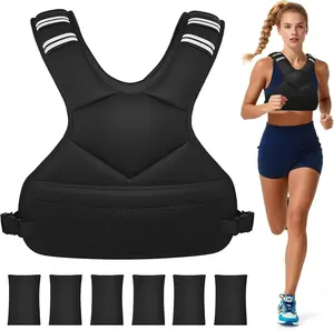 Adjustable Weighted Vest for Women Men, 4-10lb/12-18lb Vest with 6 Ironsand Weights, Weight Vest with Reflective Strip for Running, Walking, Exercise, Strength Training