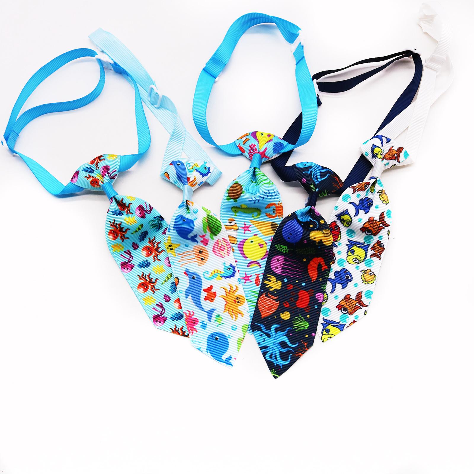 50pcs Multi Style Dog Neckties Adjustable Summer Small Medium Dog Bowties Washable Pet Grooming Accessories Mixed Colors Polyester