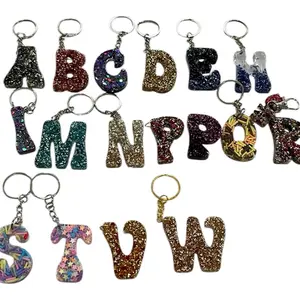 Resin Initial Keychains - Custom Handmade Resin Keychain with Fillers Available for Personalization, Includes Glass Beads, Vibrant Sprinkles, and More