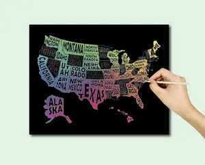 50 States Scratch Off Poster, Scratch Art Map, United States Bucket List, 50 States Traveled