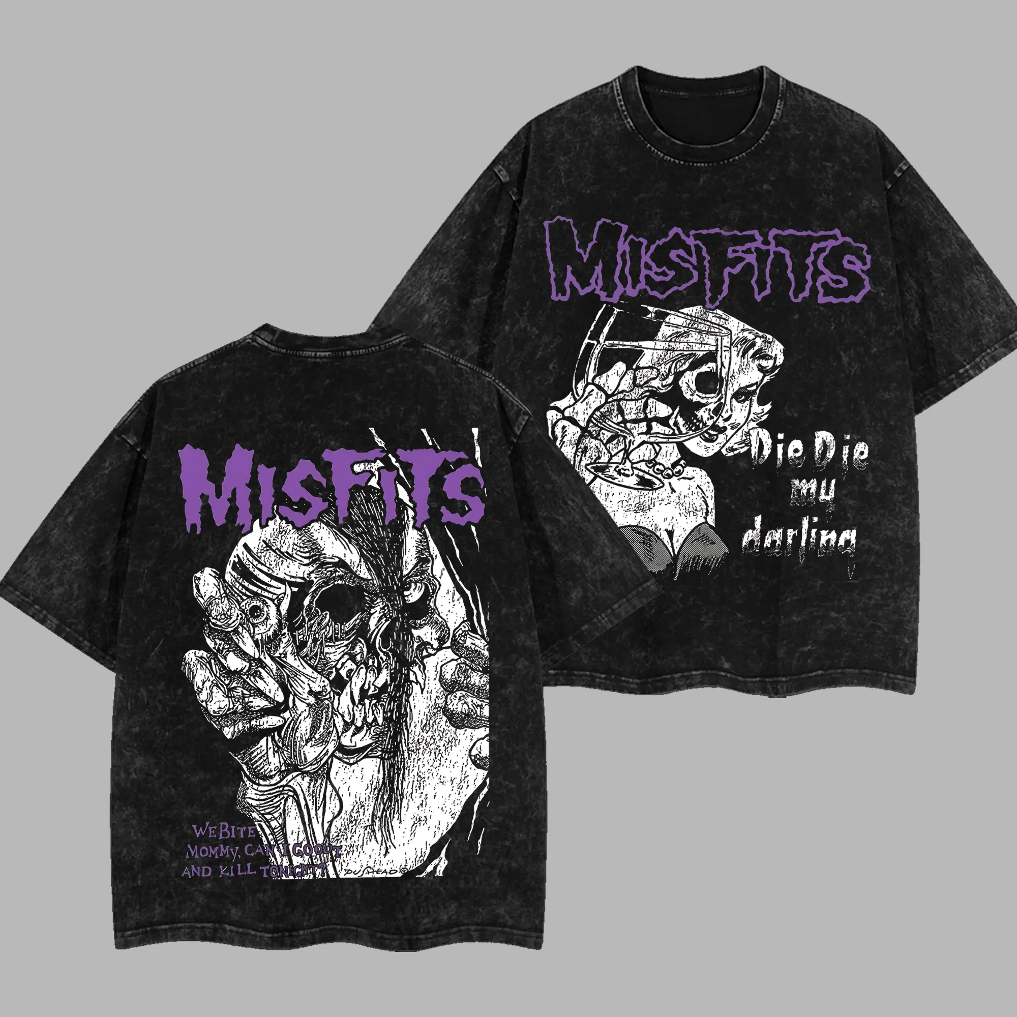 [$$$MANLIFE] Misfits Band Die, Die My Darling Retro Unisex 100% Cotton Acid Washed T-Shirt, Retro Y2K punk rock Streetwear Top Classic Hoodie Tshirt, Alternative Streetwear Essential for Rock Lovers