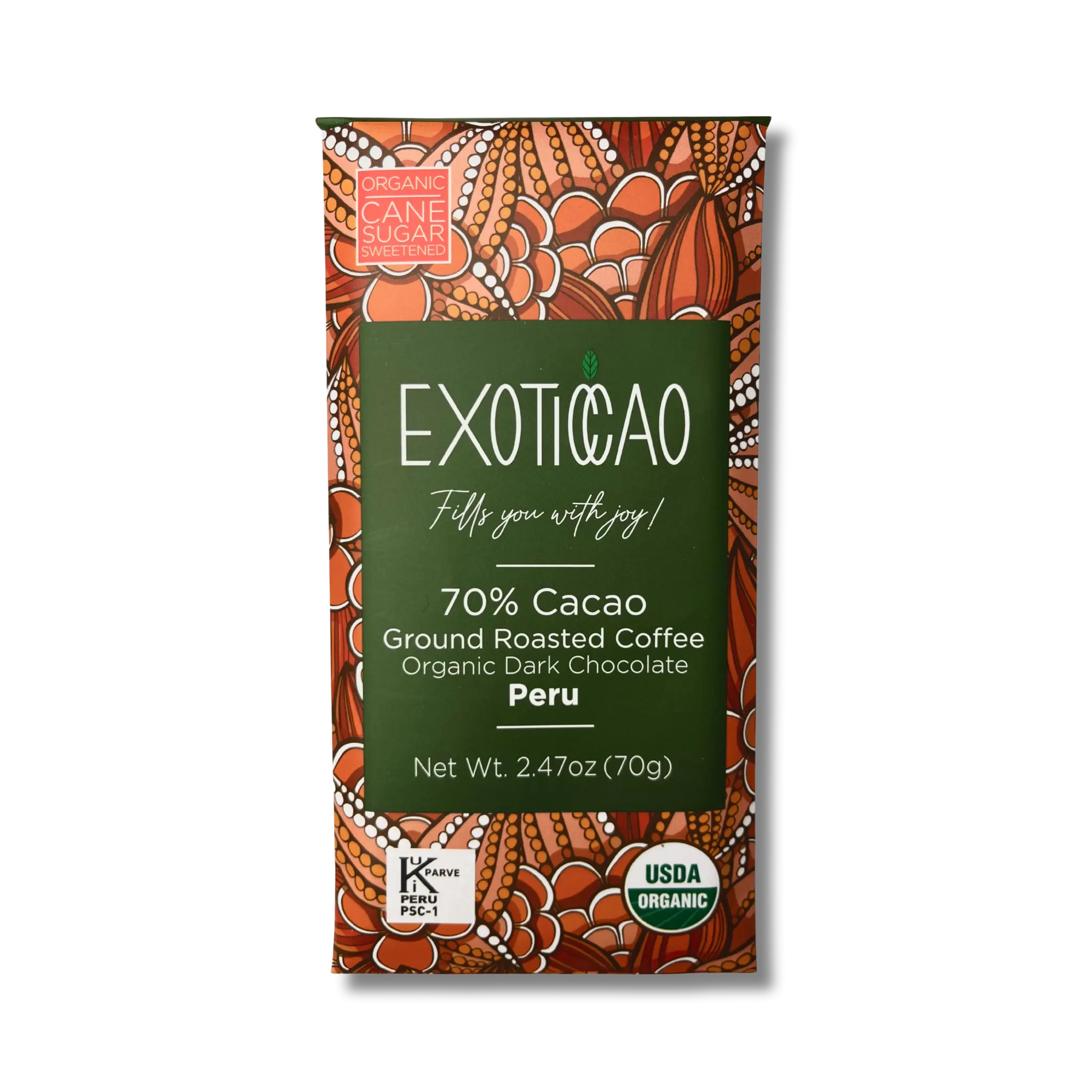 Ground Roasted Coffee Organic Dark Chocolate Bar