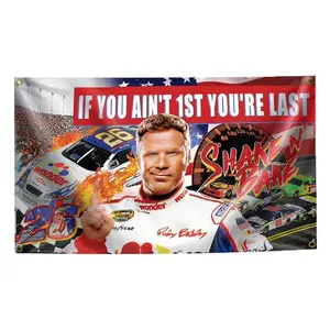2000s Style Tapestry - Talladega Nights Ricky Bobby "If You Ain't 1st You're Last" 3x5ft Durable Banner Art Tapestry, Brass Grommet Wall Decor for College Hanging Decoration, 2000S Style Tapestries, Banner Art Tapestries