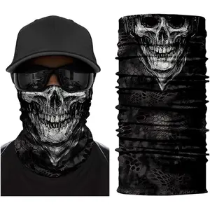 Unisex Adult Multifunctional Headband Bandana  Gaiter for Motorbike  Parties Halloween and Carnival Skull