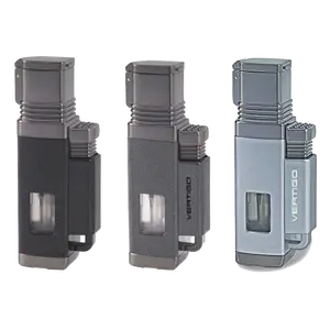Vertigo Churchill Quadruple Torch Lighter with Four Wind-Resistant Flames, Fuel Viewing Window, and Large Fuel Tank