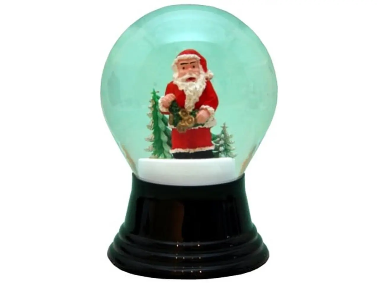 PERZ PR1502 Perzy Snowglobe - Medium Traditional Round Santa Forest Scene, Glass Dome 3D Figurines & Miniatures, 5h x 3w x 3d in., Christmas Festive Home Room Decoration