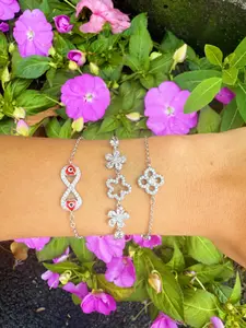 Silver CZ Plated Clover Bracelet